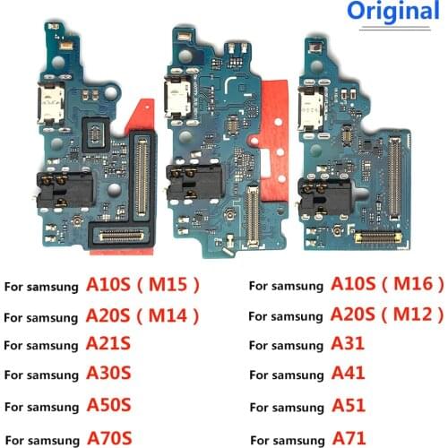 USB Charging Port Board Flex Cable Connector Parts For Samsung A10S A20S A30S A50S A70S A12 A21 A21S A31 A51 A71 Microphone Mic