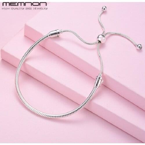 Memnon new spring 925 sterling moments Silver Sliding Bracelets for women fit silver charms beads DIY bangles fine jewelry YL076