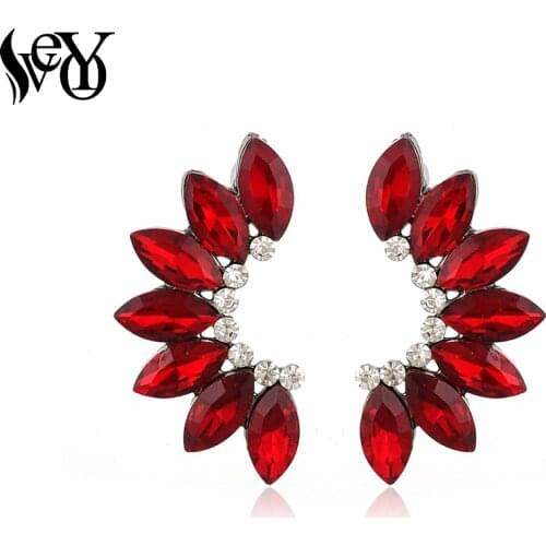 VEYO Fan-shaped Symmetric Classic Crystal Rhinestone Stud Earrings Fashion Jewelry for Women Free Shipping Wholesale