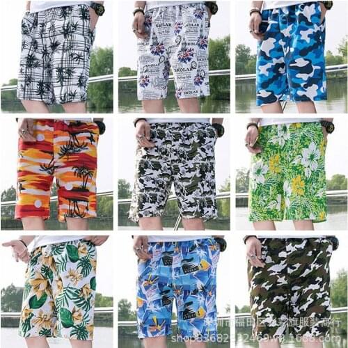 Summer Floral Shorts Mens Loose Large Beach Pants Ice Silk Underpants Fashion Brand Quick Dry Mens Capris