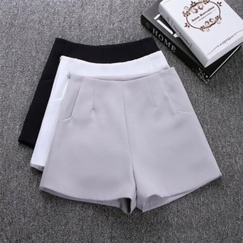 2021 New Shorts Women Summer High Waist A-Line Casual Suit Shorts Women Solid Color Short Pants Ladies Shorts