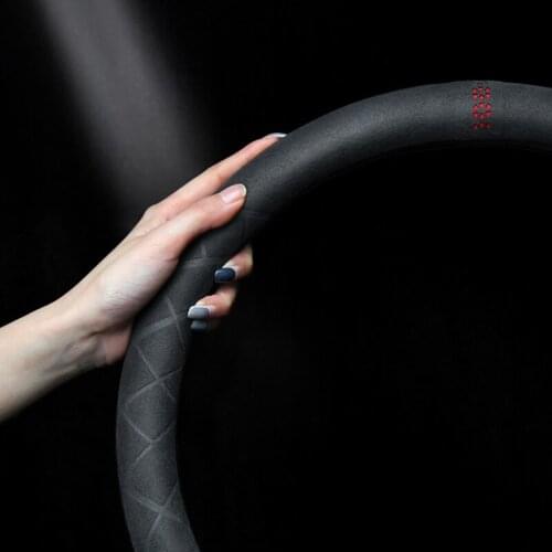 38cm Car Steering Wheel Cover Hand-stitched Soft Black Suede For BMW M3 E90 E91 E92 E93 E87 E81 E82 E88 X1 E84 F10 F15 F16