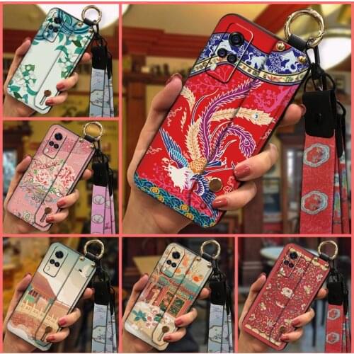 Silicone Shockproof Phone Case For VIVO Y51 2020 4G/Y31 2021 Lanyard Anti-dust Chinese Style