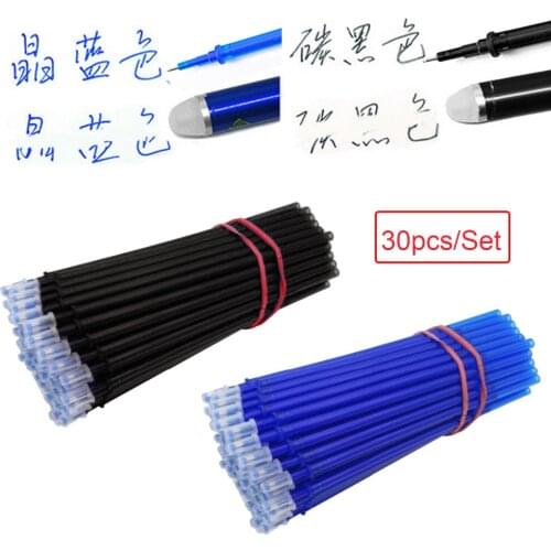30PCS/Set 0.5mm Replaceable Erasable Gel Ink Pen Refills for Kids Students Classmates Gift School Office Stationery Supplies