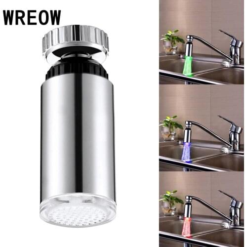 LED Water Faucet Light Colorful Changing Glow Shower Head Kitchen Tap Faucet Light Temperature Sensor for Kitchen Bathroom Crane