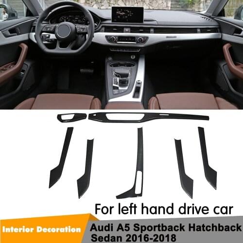 Carbon Fiber Central Console Meter Bar Armrest Storage Box Panel Cover Trim For Audi A5 Sportback Hatchback Sedan 2016 2017 2018