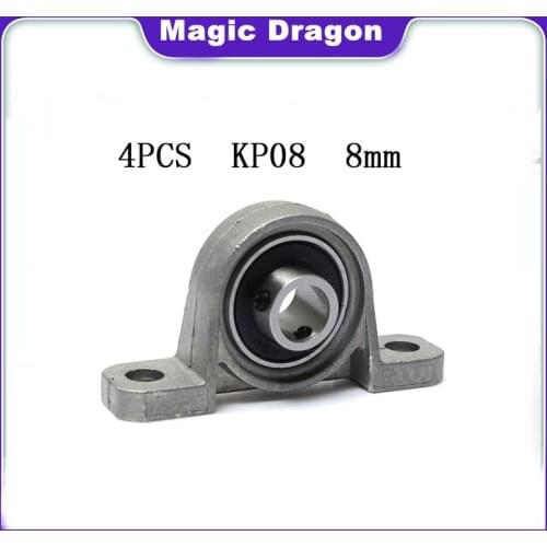 High Quality 4Pcs KP08 8mm p08 Insert Bearing Shaft Support Spherical Roller Zinc Alloy Mounted Bearing Pillow Block Housing