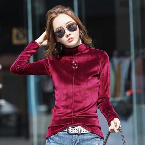 T Shirt Women Harajuku Womens T-shirt Velvet Long Sleeve T-shirt Womens Clothing Blusas Femininas
