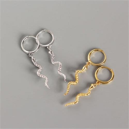 Aide Fashion Long Serpentine Snake Tassel Stud Earrings for Women Punk Style Animal Earrings 925 Sterling Silver Earrings 2020