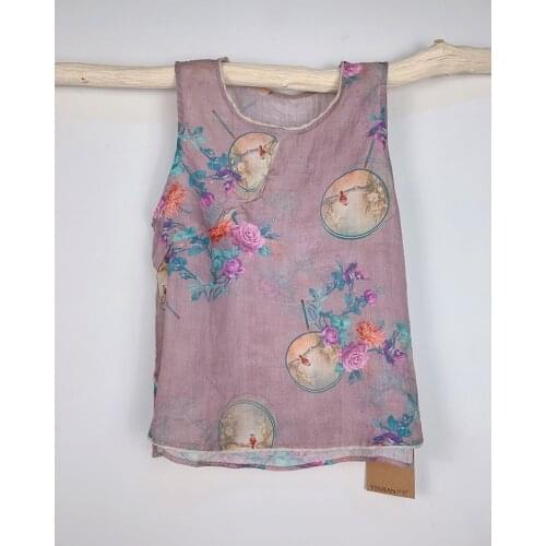 2021 mandarin collar cotton and linen chinese vests robes flower print women clothing traditional oriental exquiste style suit