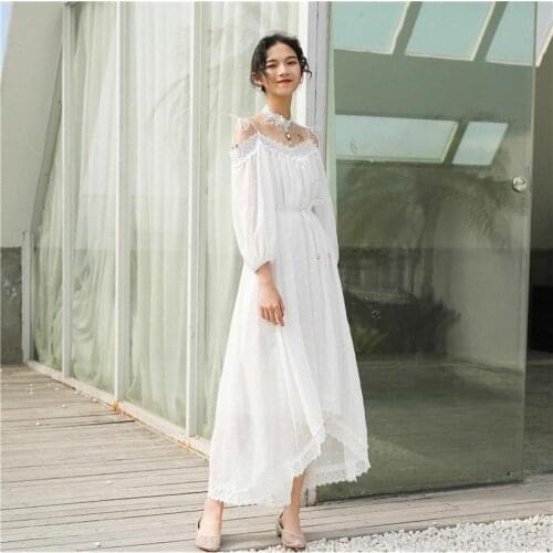 2021 Summer Dress Maxi Fairy Evening Party Off The Shoulder Dresses Ankle-Length Loose Long Dress Elegant Vestidos White