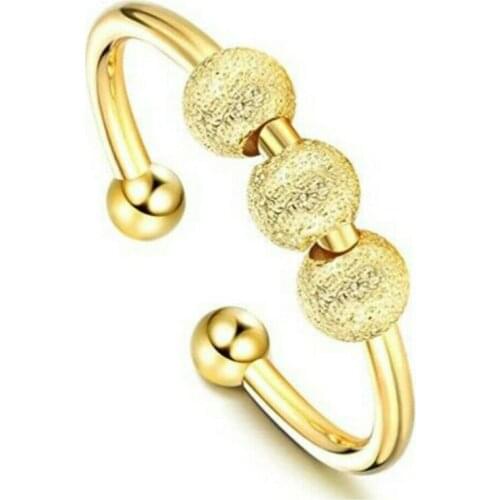 1pc Spinning Rotatable Beads Ring For Anti-stress Decoration Ring Unisex Jewelry Gift Simplicity Opening Design Rings