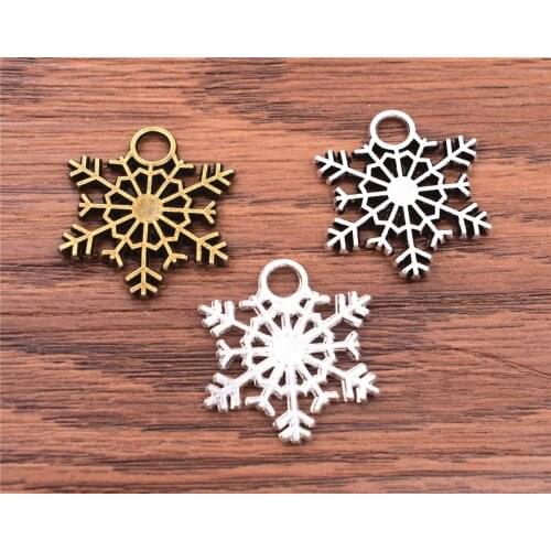 10pcs/lot 26x25mm Antique Silver and Bronze and Bright Silver Plated Snow Charms Pendant DIY Handmade Jewelry Accessories