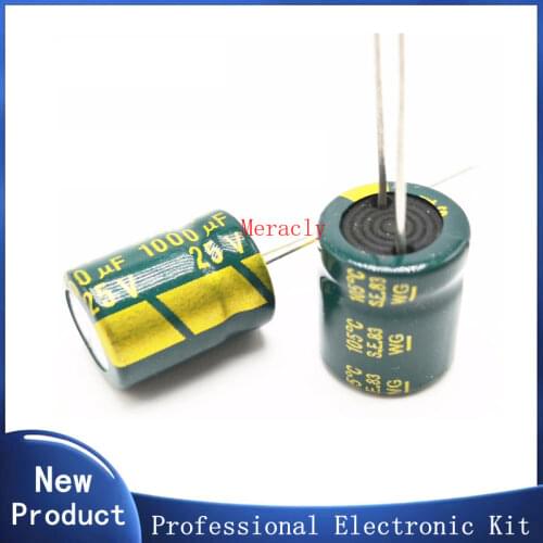 100-500pcs good quality 25V 1000UF Low ESR/Impedance high frequency aluminum electrolytic capacitor 20% 1000UF25V
