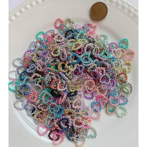 100pcs/bag Rainbow Hearts Pearl Kawaii Charm Pearlized Nail Art Charms-Shaker Accessories-Scrapbook Supplies-Slime Mixed Charms