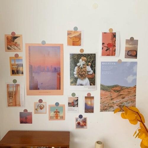 20Pcs Ins Style Literary Landscape Dusk City Field Photos Wall Sticker Layout Retro Photography Props Paper Card Home Decoration