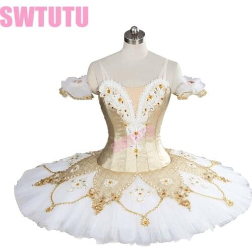 2017New Arrival! High quality white gold ballet tutu professional tutu pancake tutu classical women ballerina ballet tutuBT9099