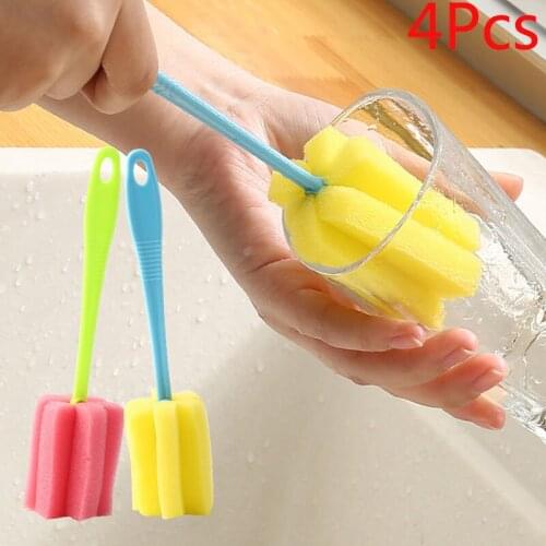 4Pcs Sponge Bottle Cup Brush For Cleaning Wineglass Bottle Coffe Tea Glass Cup Mug Sponge handle Brush Kitchen Cleaning Tool