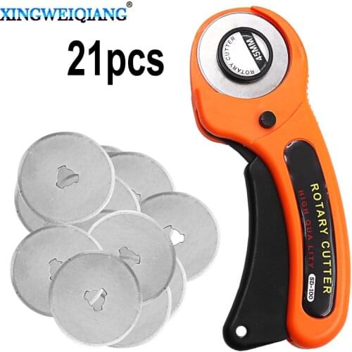 45mm Rotary Cutter + 20pc Spare Blades Fit Olfa Dafa Fiskars Rotary Cutter Fabric Paper Circular Cutting Patchwork Craft Leather