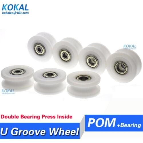 5pcs high quality U groove double ball bearing coated with POM Plastic NYLON Groove guide rail wheel inner dia 5/6/7/8/10 40-18