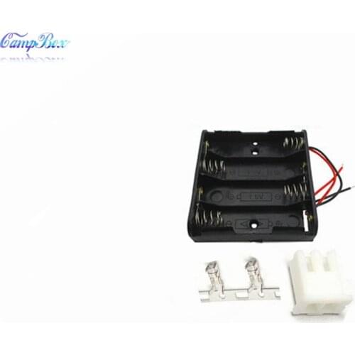 50Pcs 4xAA Battery Case Holder Socket Wire Junction Boxes With 15cm Wires, XH 2.54 Header and Crimps