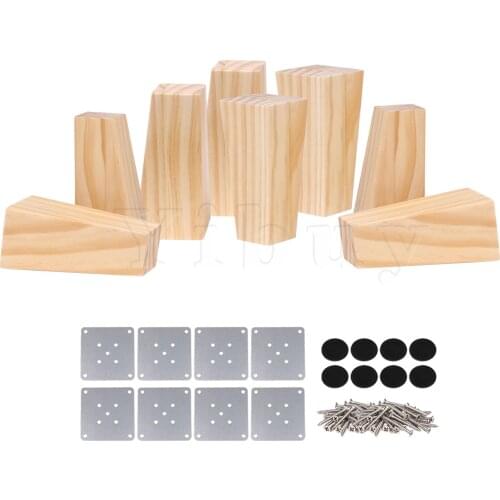 8pcs DIY Pine Wood Trapezium Sofa Leg 6x6x12cm Chair Bed Cabinet Lifter