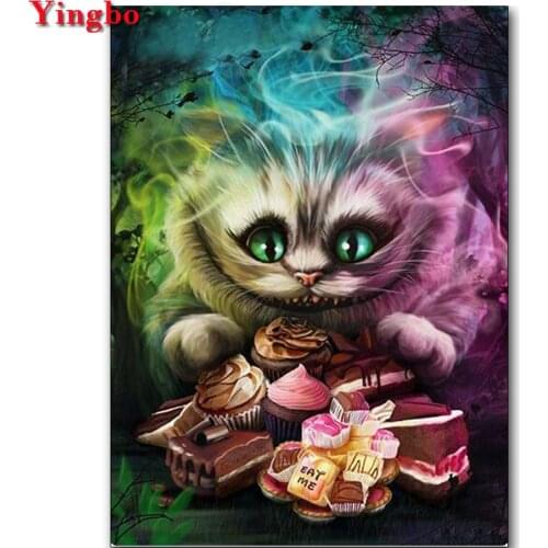 DIY Full Square Diamond Painting Alice cat Picture Of Rhinestones Diamond Embroidery Full display Diamond Mosaic Handmade Gift