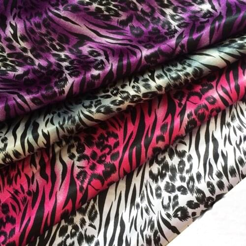 Leopard Zebra Printed Satin Ribbon Glossy Decoration Craft Lining Fabric Soft Diy Scraf Charmeuse