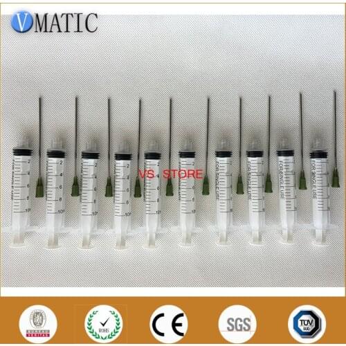Free Shipping 10 Sets 100mm Length 14G Dispensing Needle + 10cc/ml Plastic Syringe