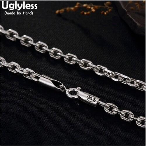 Uglyless S 925 Sterling Silver Necklace without Pendant 3.5MM Link Chains Bijoux Men Women Unisex Handmade Fine Jewelry Collier