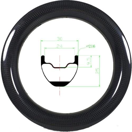 DEERACE 12'' Carbon Road Clincher Tubeless Bicycle Rims 25mm Deep 30mm Wide Wheel Rim BSD 203mm for Pushbike Balance Bicycle