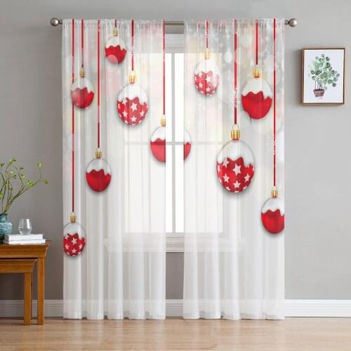 Decorative Ball Dancing Party Tulle Curtains for Living Room Decoration Modern Chiffon Sheer Voile christmas curtains