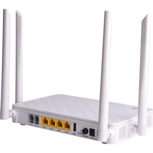 4pcs Dual Band Compatible zte Huawei Fiber Optic router Xpon ont onu BT761XR 4GE+2voice 2.4G/5G AC WiFi+1USB 4 Antennas XPON ONU