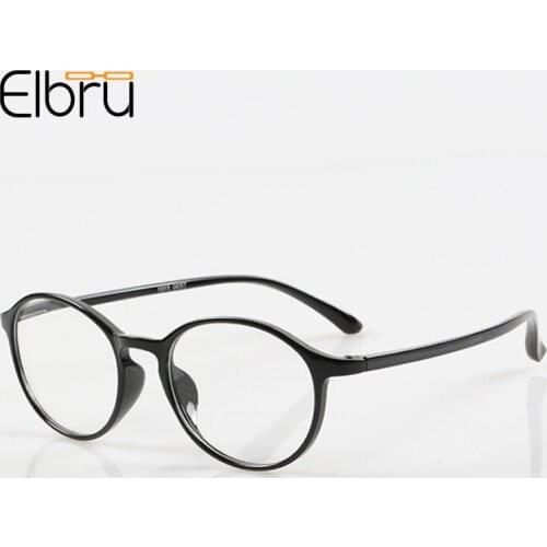 Elbru Vintage Round Reading Glasses Clear Lens Ultrtalight TR90 Frame Spectacles Men Women Presbyopic Glasses Diopters +1.0 +4.0