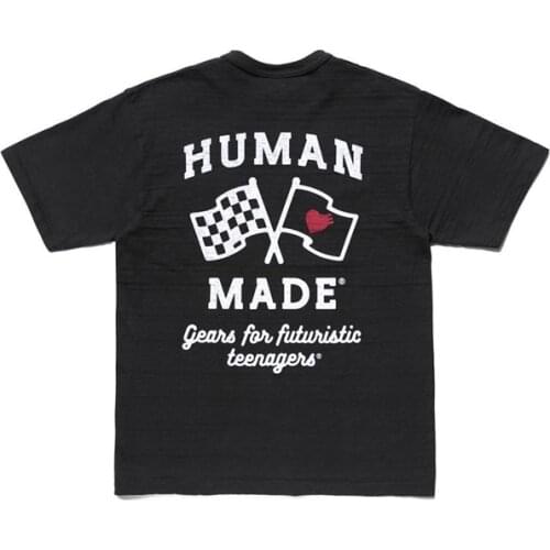 Humanmade Pocket T-shirt pocket love embroidery racing flag print neck short sleeve Human Made Short Sleeve Tee Shirt