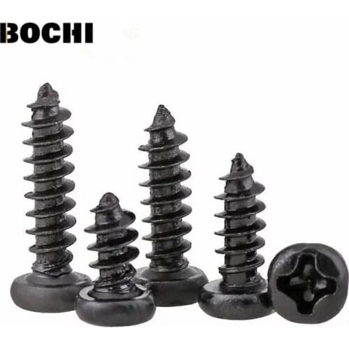 GB/T845 1000Pcs M1 M1.2 M1.4 M1.7 M2.0 PA Phillips Head Micro Screws Round Head Self-tapping Electronic Small Wood Screws