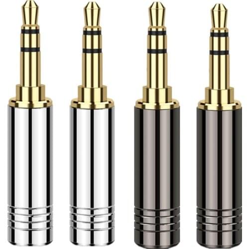 HiFi Headphone Jack 3.5mm 3 Ploe Stereo Earphone Plug Connector Copper Gold 3.5mm Audio Plug Adapter Solder Repair Headset DIY