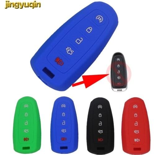 Jingyuqin 5 Button Silicone Car Key Case For Ford Escape Explorer Edge Flex Focus Taurus Lincoln Mks Car Key Case Car-styling