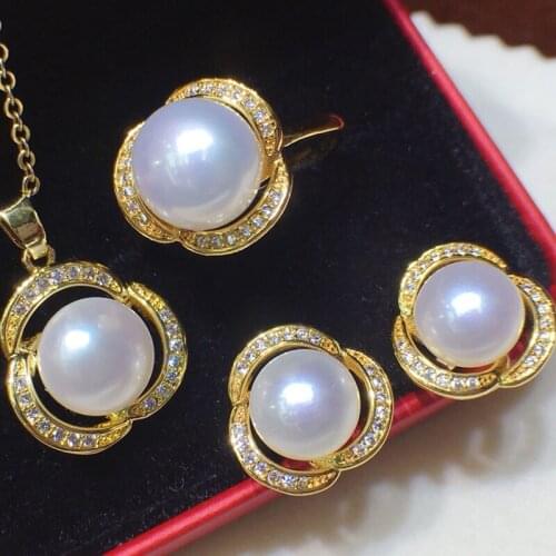 DIY Pendant Ring and Earrings Jewelry Set Base Mountings Settings Findings Jewelry Settings Parts for Pearls Beads Stones