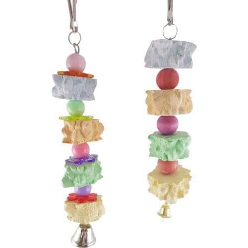 Colorful Pet Parrot bird Teeth Care Chew Parrots Minerals stone Sticks Molar Toy hanging pendant supply