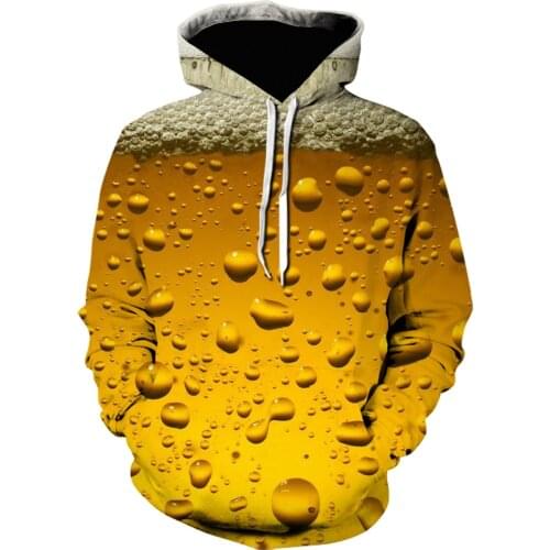 2021 Hot selling Black Yellow Beer 3D Hoodies Personality Casual sweatshirts Cartoon printing Fashion hoodie Streetwear Pullover