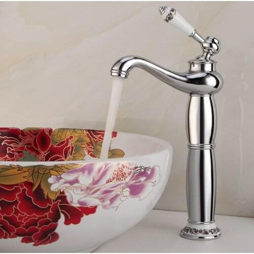 All Copper Faucet European Style Chrome Plated Faucet Hotel Domestic Hot And Cold Water Mixing Faucet Bathroom Basin Faucets