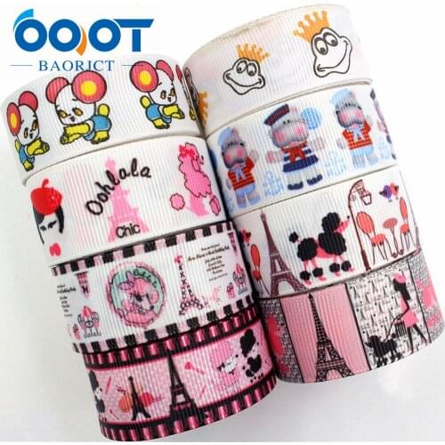 OOOT BAORJCT 1761319,22mm 10yard Cartoon Ribbons Thermal transfer Printed grosgrain Wedding Accessories DIY handmade material