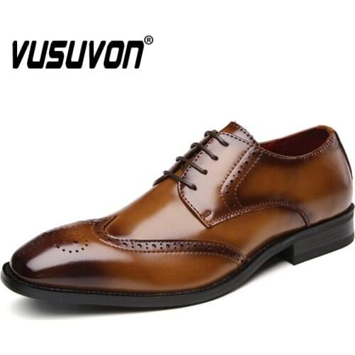 2020 New Arrival Gents Shoes Casual Genuine Cow Leather Business Shoes for Men Classic Carved Brogues Oxford Men Derby Shoes