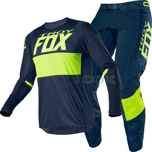 MX Racing 360 Bann Jersey Pant Combo UTV ATV Dirt Bike Off-Road Kits Motocross Blue/Yellow Gear Set