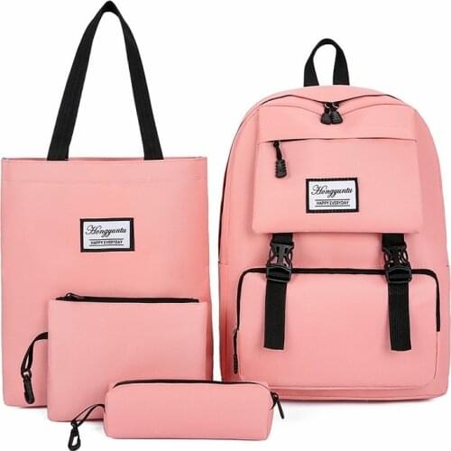 4 Piece Set Women Backpack Fashion Nylon Shoulder Bag Large Capacity School Bag For Teenage Girls Anti-theft Mochilas Female