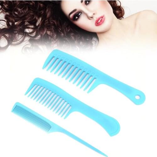 3Pcs Professional Salon ABS Material Straight Handle Fine Wide-Tooth Comb Hairdresser Cutting Anti-Static Hairbrush Styling Tool