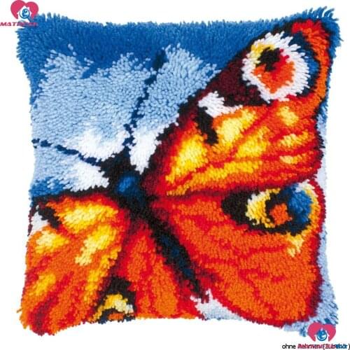 Drop shipping Latch Hook Cushion Kits"butterfly"Crocheting do it yourself kit Cross stitch pillow Foamiran for crafts Home decor