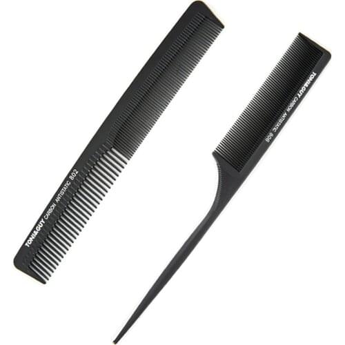 Hair Comb Anti-static Carbon Hair Brush Professional Pro Hairdressing Barbers Handle Brush Salon Hair Styling Tools