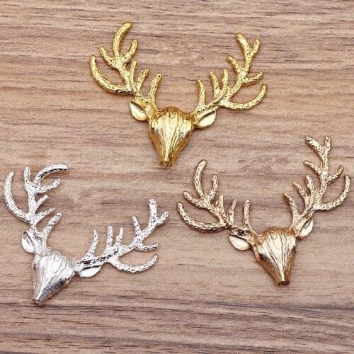 SEA MEW 10 PCS 56*48mm Fashion Metal Alloy Gold Silver Color Reindeer Connectors Charm For Jewelry Making